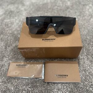 Burberry BE4291 Shield Sunglasses Black 3464/87 Unisex w/ Box & Case